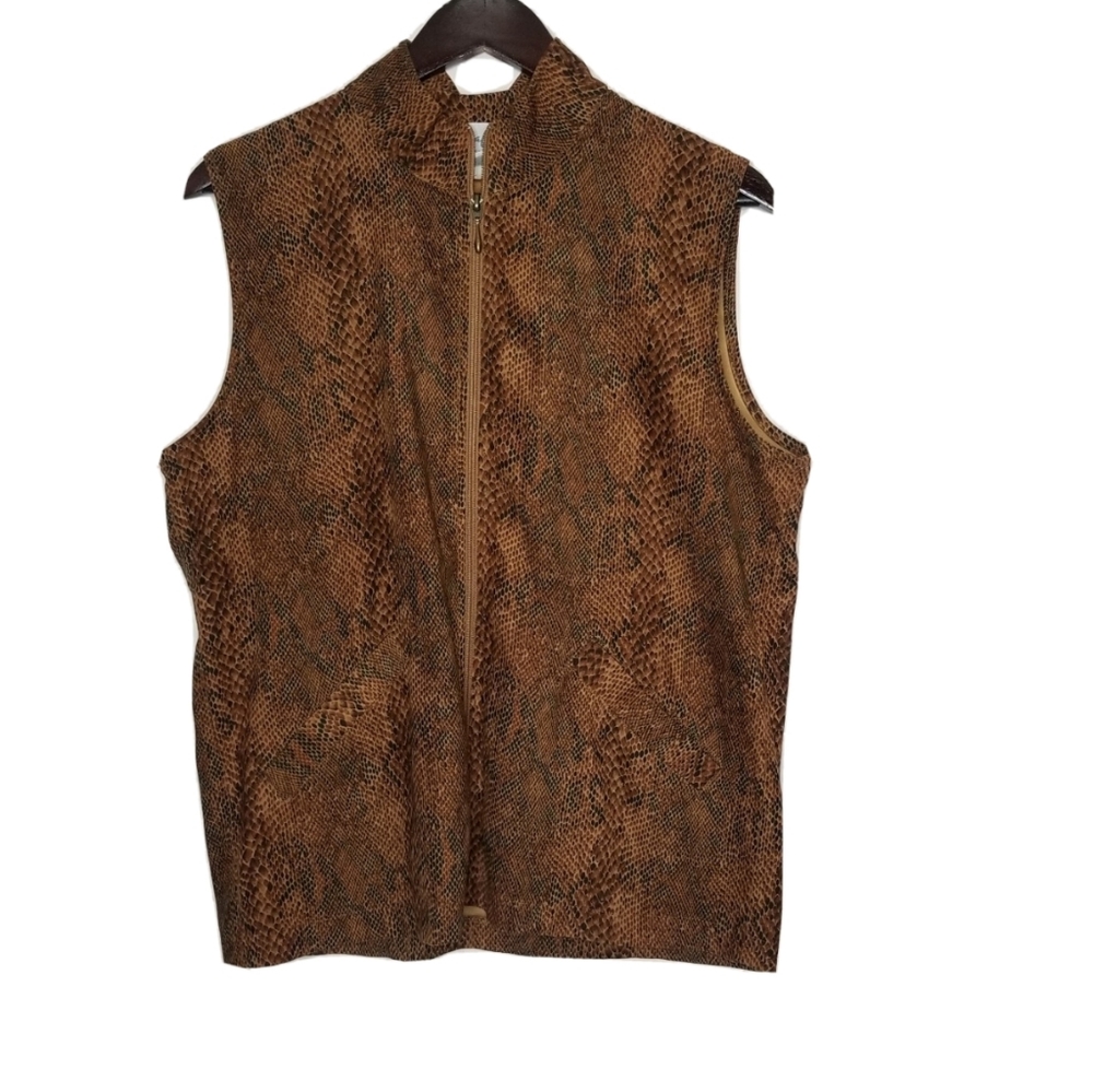 Cafe au Lait Canada Women’s Zip Vest Sleeveless Animal Print Size M
